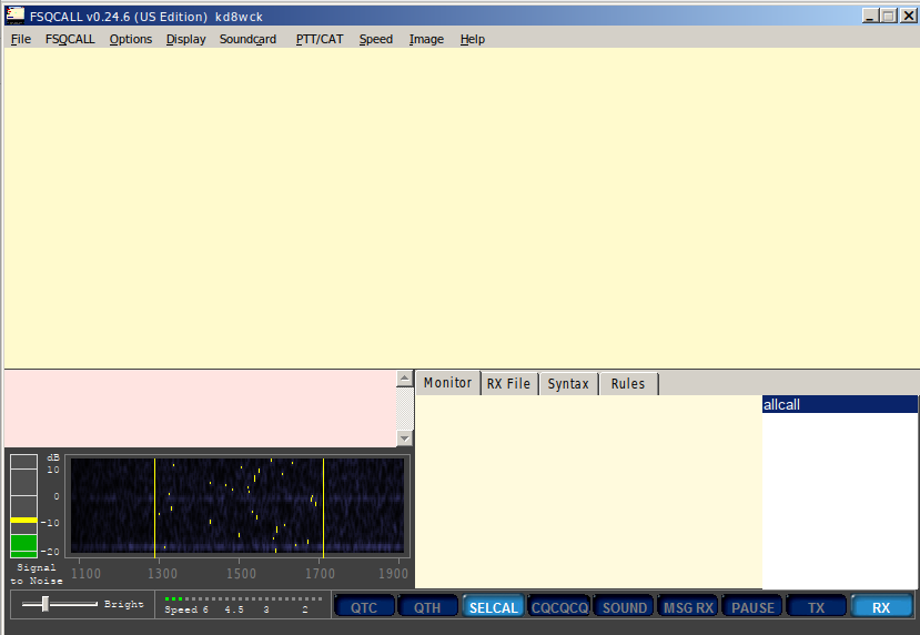 screen shot of the Windows FSQcall.exe program